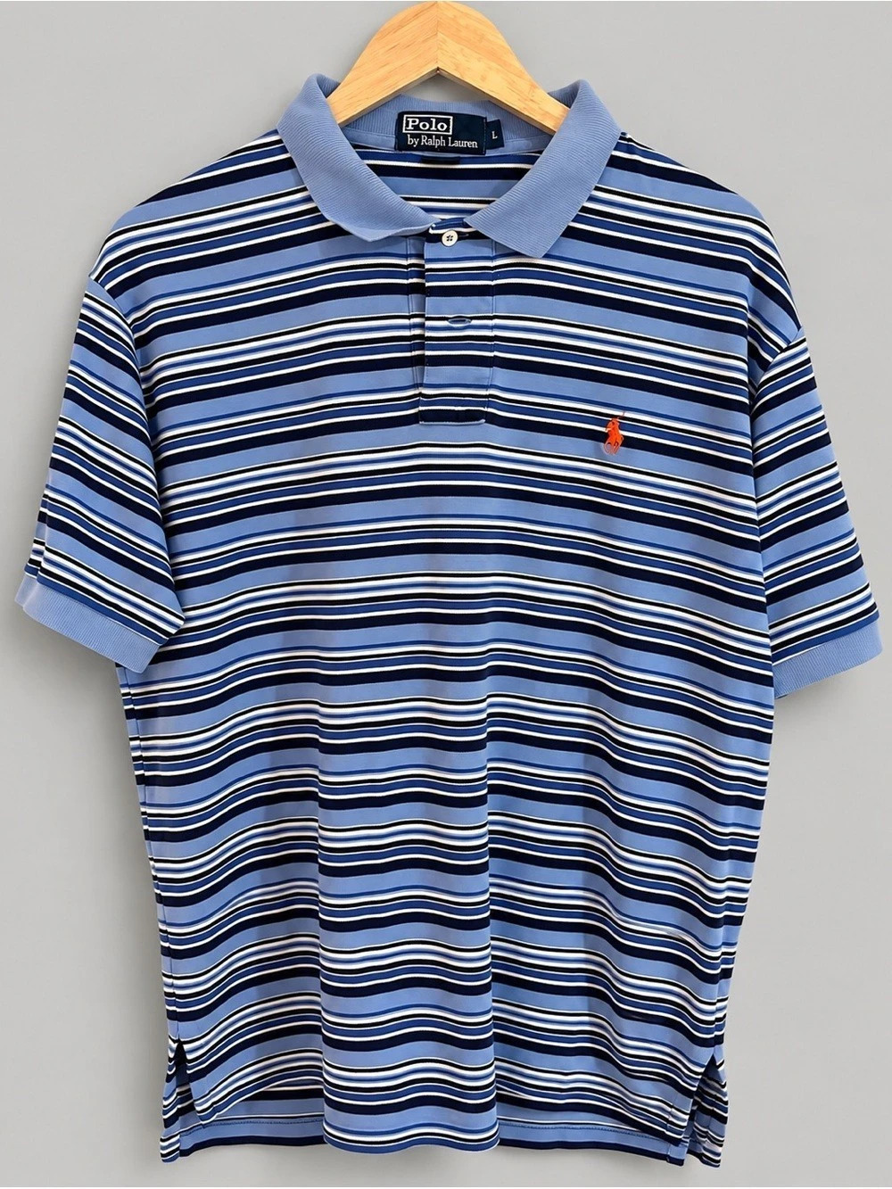 Polo by Ralph Lauren Striped Polo Shirt in Blue & White Size Large Like New